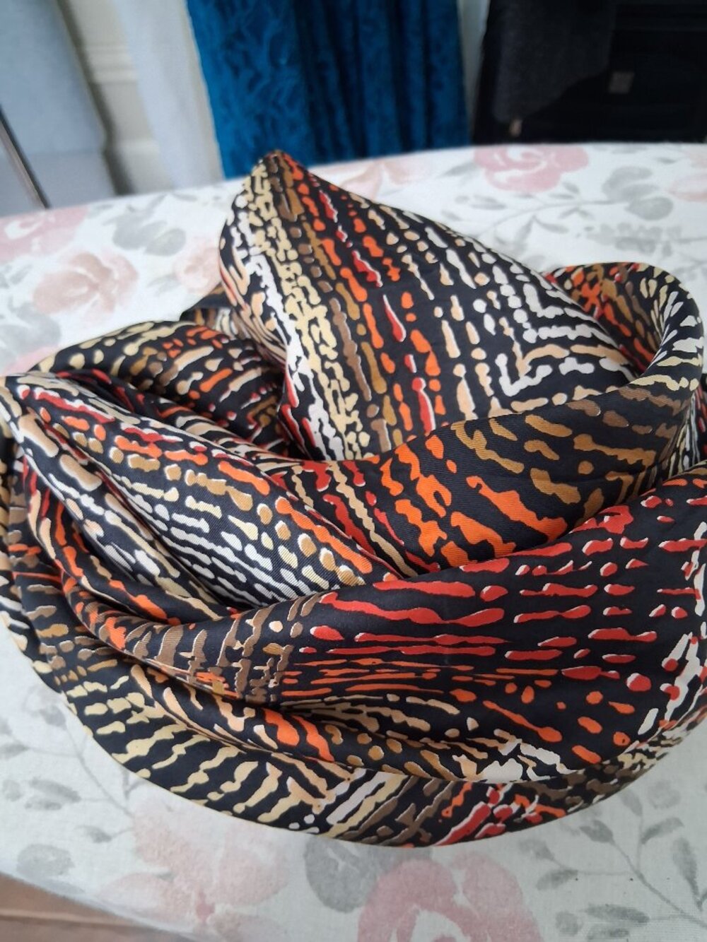 Vintage Stephen Burrows Fall Color Geo Design Scarf - Picture 2 of 5